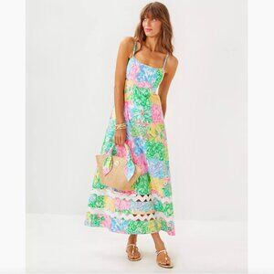 Lilly Pulitzer Hailey Midi Dress in Bright Delight Patch- 0
